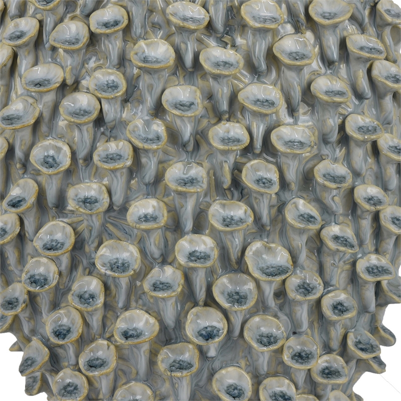 Benjara Nina Decorative Bowl- Light Blue- Textured Coral Gray Ceramic- 13 Inch