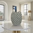 Benjara Nina Decorative Bowl- Light Blue- Textured Coral Gray Ceramic- 13 Inch
