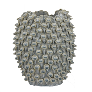 Benjara Nina Decorative Bowl- Light Blue- Textured Coral Gray Ceramic- 13 Inch