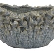 Benjara Nina Decorative Bowl- Light Blue- Textured Floral Gray Ceramic 13 Inch