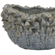 Benjara Nina Decorative Bowl- Light Blue- Textured Floral Gray Ceramic 13 Inch