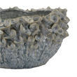 Benjara Nina Decorative Bowl- Light Blue- Textured Floral Gray Ceramic 13 Inch