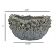 Benjara Nina Decorative Bowl- Light Blue- Textured Floral Gray Ceramic 13 Inch