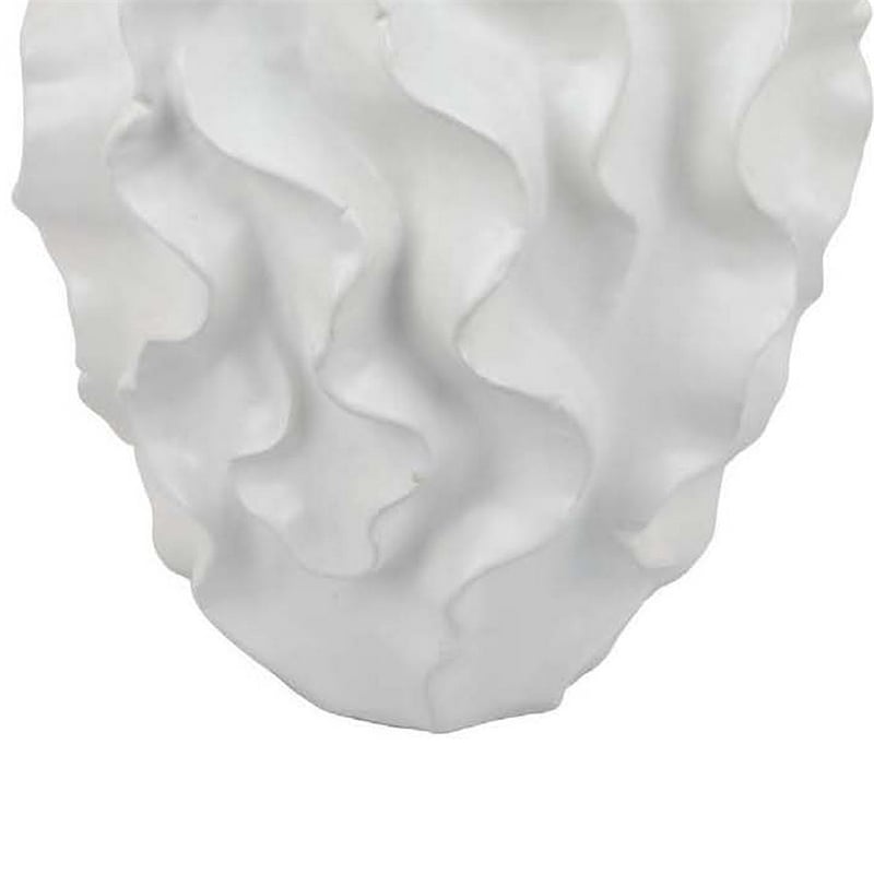 Benjara Decorative Vase- White Ceramic- Textured 19