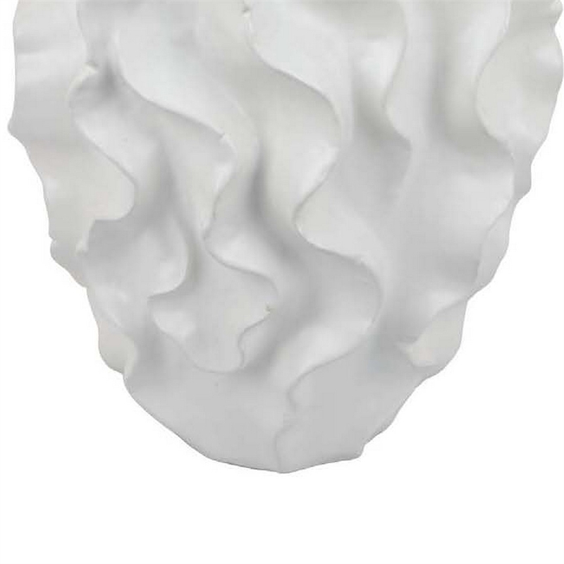 Benjara Decorative Vase- White Ceramic- Textured 19