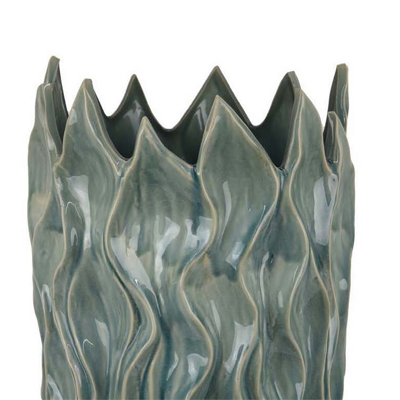 Benjara Esen Decorative Vase- Abstract Wave Design- 22