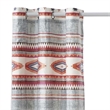 Benjara Pimi 2 Panel Curtain Set- Boho Stripes Red White Gray- Microfiber