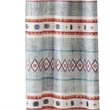 Benjara Pimi 2 Panel Curtain Set- Boho Stripes Red White Gray- Microfiber