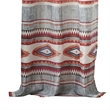 Benjara Pimi 2 Panel Curtain Set- Boho Stripes Red White Gray- Microfiber