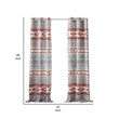 Benjara Pimi 2 Panel Curtain Set- Boho Stripes Red White Gray- Microfiber