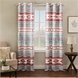 Benjara Pimi 2 Panel Curtain Set- Boho Stripes Red White Gray- Microfiber