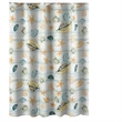 Benjara Carie Shower Curtain- 72 Inch- Fun Coastal Seashell Print Microfiber
