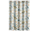 Benjara Carie Shower Curtain- 72 Inch- Fun Coastal Seashell Print Microfiber