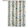 Benjara Carie Shower Curtain- 72 Inch- Fun Coastal Seashell Print Microfiber