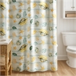 Benjara Carie Shower Curtain- 72 Inch- Fun Coastal Seashell Print Microfiber