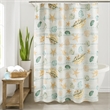 Benjara Carie Shower Curtain- 72 Inch- Fun Coastal Seashell Print Microfiber