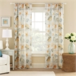 Benjara Carie 2 Panel Curtain Set- Light Coastal Seashell Print Microfiber