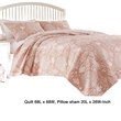 Benjara Amy 2 Piece Twin Size Quilt Set- Coastal Theme Pink White Polyester