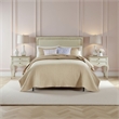 Benjara Xumi 2 Piece Twin Size Quilt Set- Beige Channel- Polyester and Cotton