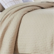 Benjara Xumi 2 Piece Twin Size Quilt Set- Beige Channel- Polyester and Cotton