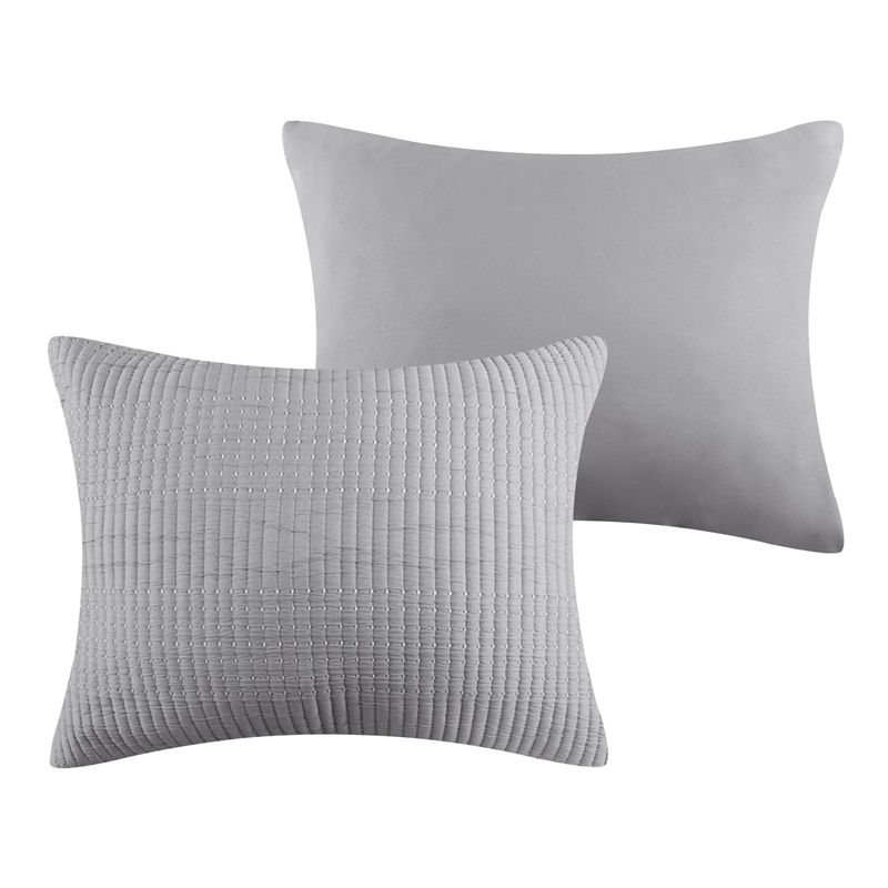 Benjara Fys 3pc King Size Coverlet Set- Soft Woven Jacquard Matelasse- Gray