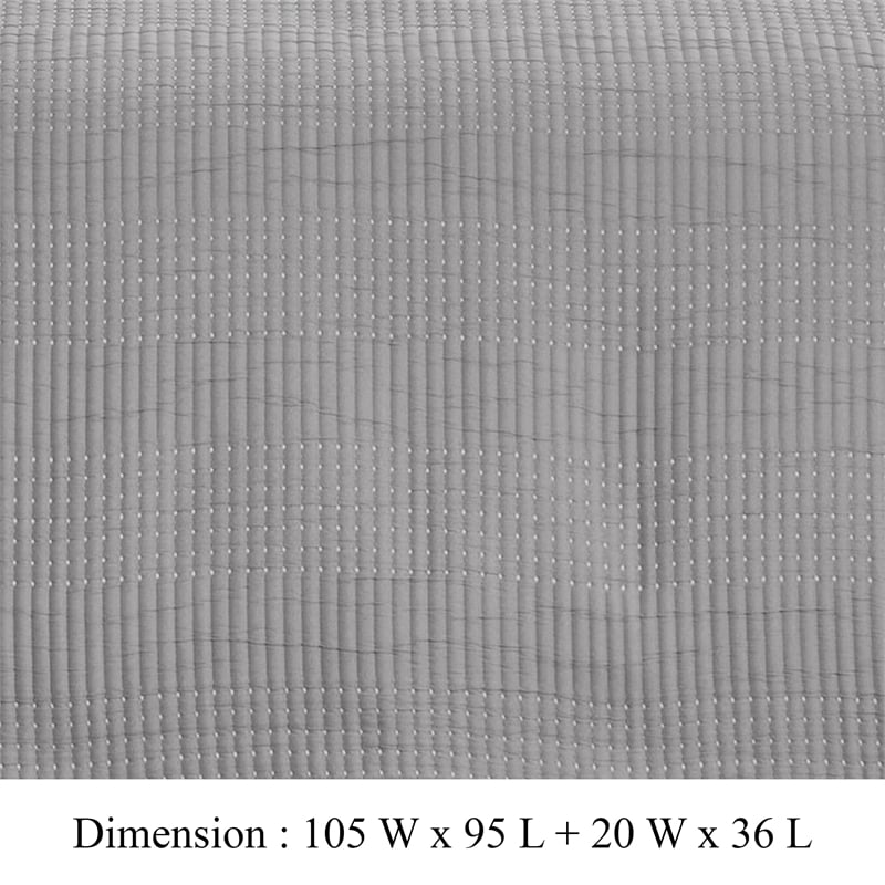 Benjara Fys 3pc King Size Coverlet Set- Soft Woven Jacquard Matelasse- Gray