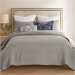 Benjara Fys 3pc King Size Coverlet Set- Soft Woven Jacquard Matelasse- Gray