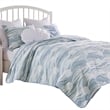 Benjara Doz 3pc Queen Size Coverlet Set- Coastal Matelasse- Tidal Blue- White