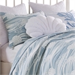 Benjara Doz 3pc Queen Size Coverlet Set- Coastal Matelasse- Tidal Blue- White