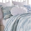 Benjara Doz 3pc King Size Coverlet Set- Coastal Matelasse- Tidal Blue- White