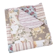 Benjara Ciny 50x60 Quilted Throw Blanket- Blue- Brown- and Yellow Floral Print