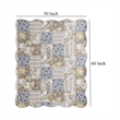 Benjara Ciny 50x60 Quilted Throw Blanket- Blue- Brown- and Yellow Floral Print