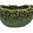 Benjara Nina Decorative Bowl- Textured Green Ceramic- Abstract Floral 13 Inch