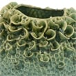 Benjara Nina Vase- Green Ceramic- Textured Accents- Abstract Floral 11 Inch