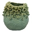 Benjara Nina Vase- Green Ceramic- Textured Accents- Abstract Floral 11 Inch