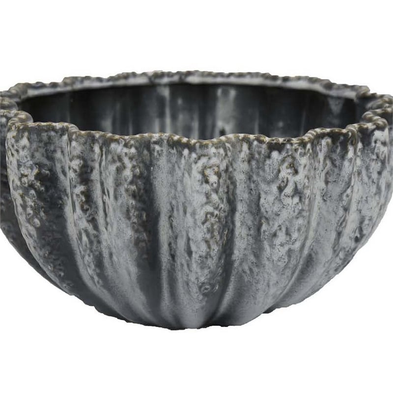Benjara Kiara Decorative Bowl- Aqua Gray Ceramic Textured Design- 15 Inch