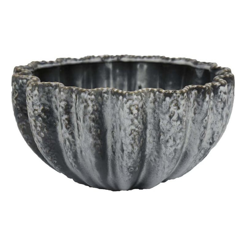 Benjara Kiara Decorative Bowl- Aqua Gray Ceramic Textured Design- 15 Inch