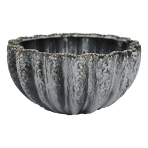 Benjara Kiara Decorative Bowl- Aqua Gray Ceramic Textured Design- 15 Inch