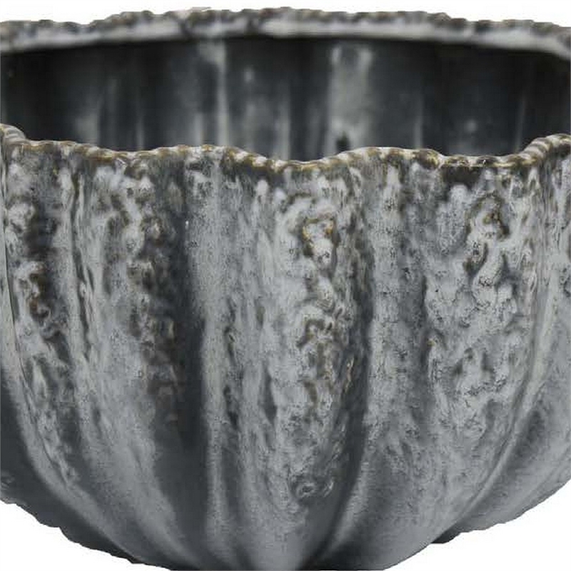 Benjara Kiara Decorative Bowl- Aqua Gray Ceramic Textured Design- 15 Inch