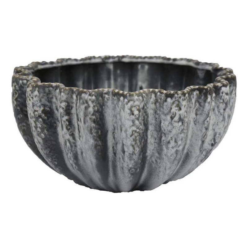 Benjara Kiara Decorative Bowl- Aqua Gray Ceramic Textured Design- 15 Inch