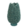 Benjara Accent Flower Vase- 3D Coral Textured Teal Green Ceramic 16 Inch