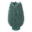 Benjara Accent Flower Vase- 3D Coral Textured Teal Green Ceramic 16 Inch