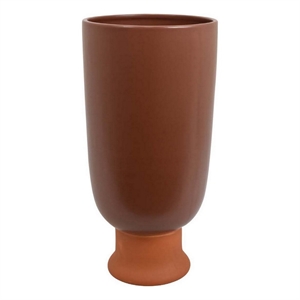 Benjara Decorative Vase- 15&quot Tall Modern Accent PIece- Brown Ceramic