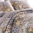 Benjara Ciny 2pc Twin Size Quilt Set- Blue- Brown- and Yellow Floral Print