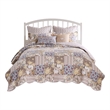 Benjara Ciny 2pc Twin Size Quilt Set- Blue- Brown- and Yellow Floral Print