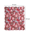 Benjara Milz 50x60 Quilted Throw Blanket- Cotton- Polyester- Red Floral Print