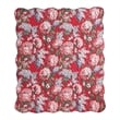 Benjara Milz 50x60 Quilted Throw Blanket- Cotton- Polyester- Red Floral Print