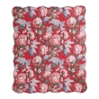 Benjara Milz 50x60 Quilted Throw Blanket- Cotton- Polyester- Red Floral Print