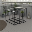 Benjara Kellie Nesting Plant Stand Table Set of 3- Black Metal- Glass Tops
