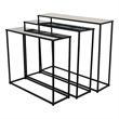 Benjara Kellie Nesting Plant Stand Table Set of 3- Black Metal- Glass Tops